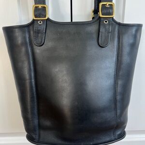 Coach 9090 Black Leather Shoulder Tote Bag Vintage
